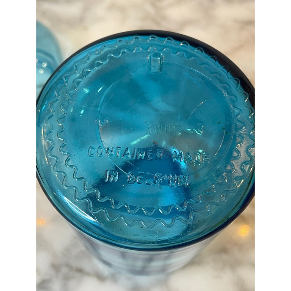Vintage Teal Aqua Blue Belgian Glass Apothecary Jar 8.5” Made in Belgium - Picture 5 of 7